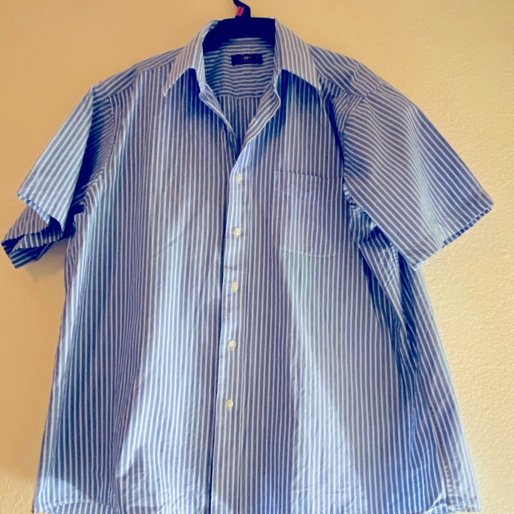 Blue vertical striped formal shirt